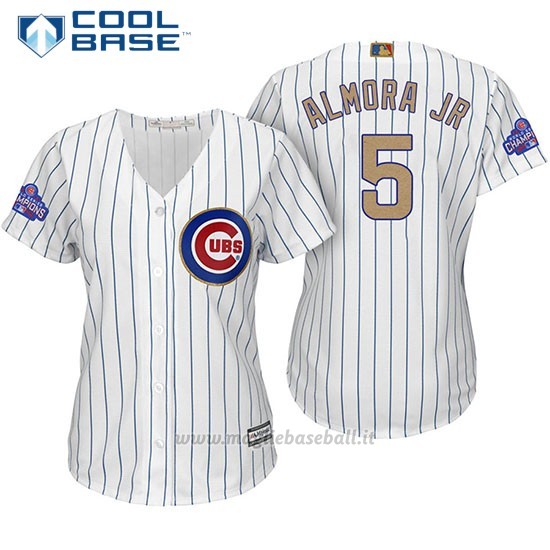 Maglia Baseball Donna Chicago Cubs 5 Albert Almora Jr. Bianco Or Program Cool Base
